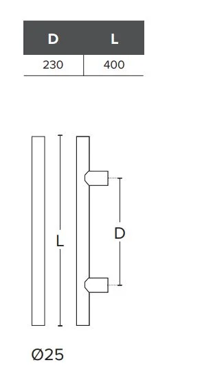 Λαβή Εξώπορτας Νίκελ-Ματ 23.0-40.0cm Ανοξείδωτη C1439