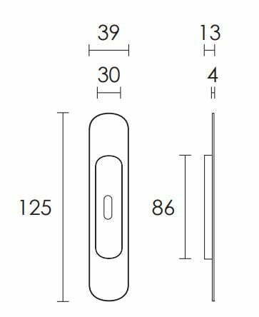 Χούφτα Συρόμενης Πόρτας Με Τρύπα 12.5x3.9cm C165 (Σε 3 αποχρώσεις)