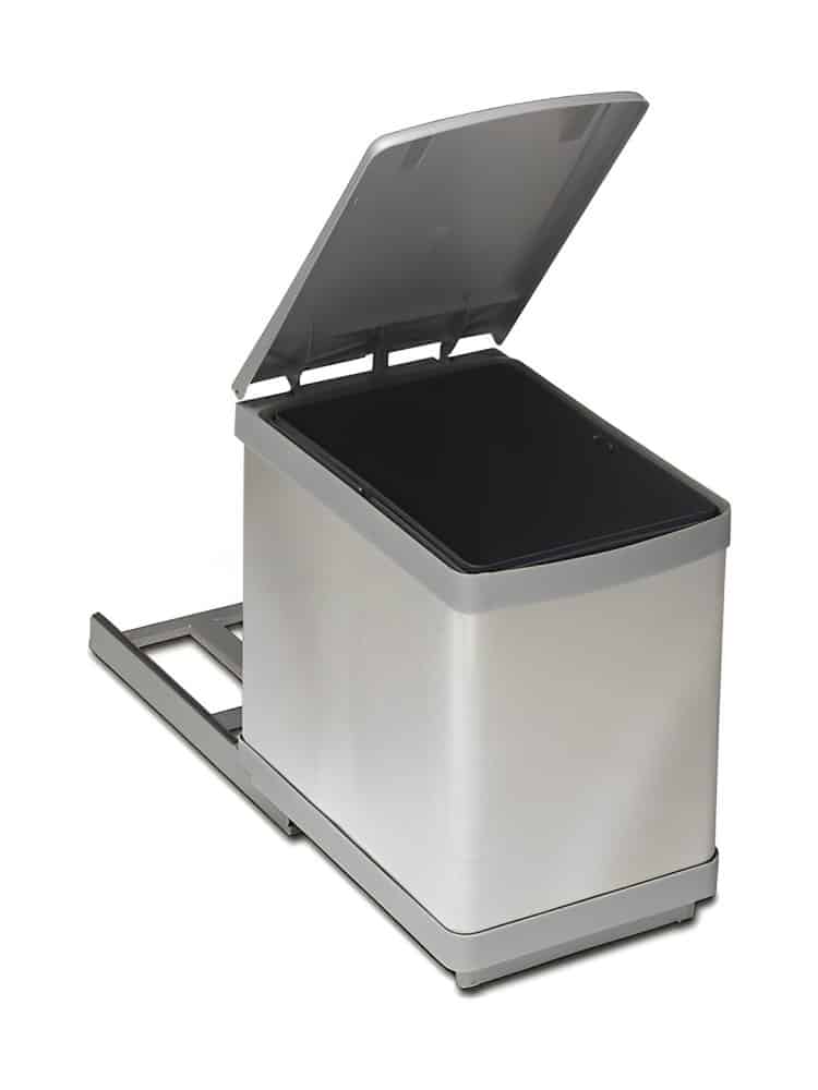 Κάδος Απορριμμάτων Κουζίνας INOX/Πλαστικό Συρόμενος 16L, κατασκευασμένος από inox και πλαστικό και αφαιρούμενο εσωτερικό κάδο.